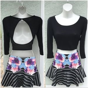 Black Open-Back Crop Top NWOT